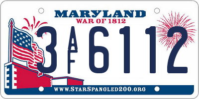 MD license plate 3AF6112