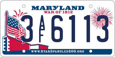 MD license plate 3AF6113
