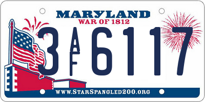 MD license plate 3AF6117