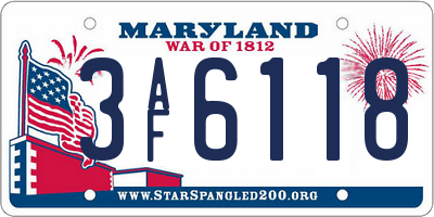 MD license plate 3AF6118