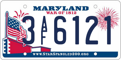 MD license plate 3AF6121