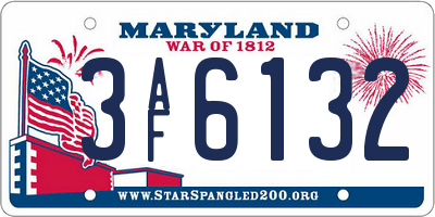 MD license plate 3AF6132