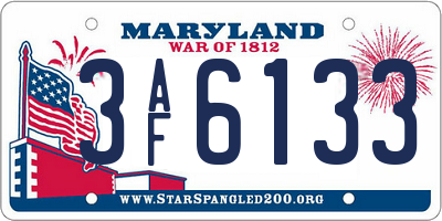 MD license plate 3AF6133