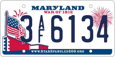 MD license plate 3AF6134