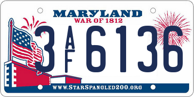 MD license plate 3AF6136