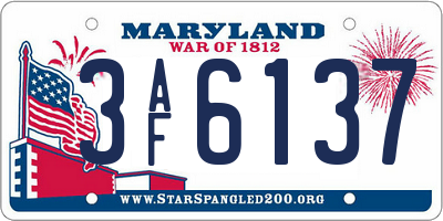 MD license plate 3AF6137