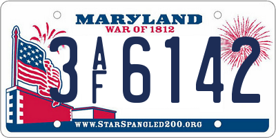 MD license plate 3AF6142