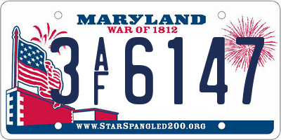 MD license plate 3AF6147