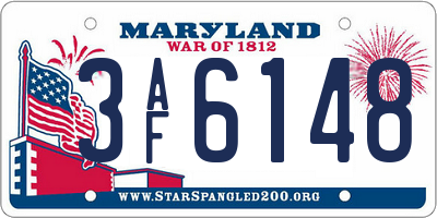 MD license plate 3AF6148