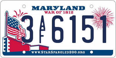 MD license plate 3AF6151