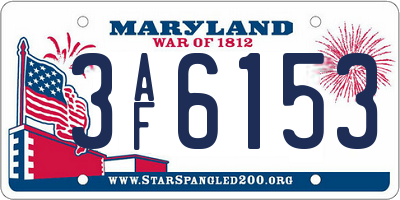 MD license plate 3AF6153