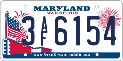 MD license plate 3AF6154