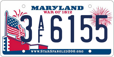 MD license plate 3AF6155