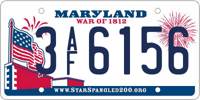 MD license plate 3AF6156