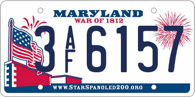 MD license plate 3AF6157