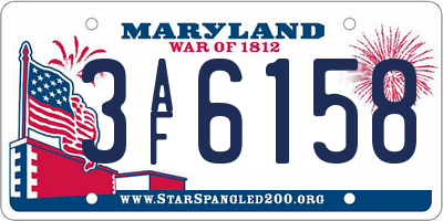 MD license plate 3AF6158