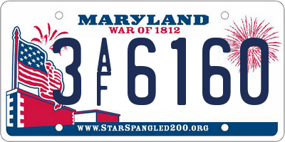 MD license plate 3AF6160