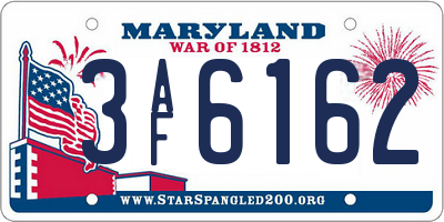 MD license plate 3AF6162