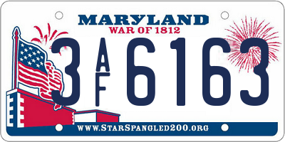 MD license plate 3AF6163