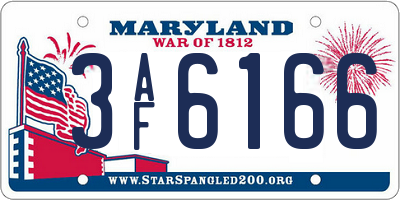MD license plate 3AF6166