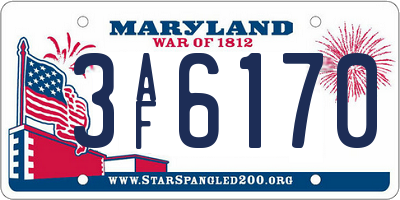 MD license plate 3AF6170