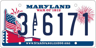 MD license plate 3AF6171