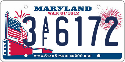 MD license plate 3AF6172