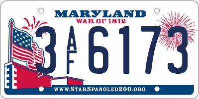 MD license plate 3AF6173