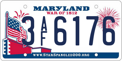MD license plate 3AF6176