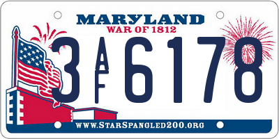 MD license plate 3AF6178