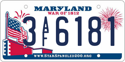 MD license plate 3AF6181