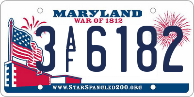 MD license plate 3AF6182
