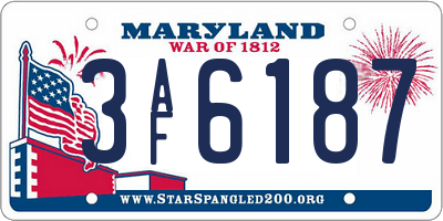 MD license plate 3AF6187