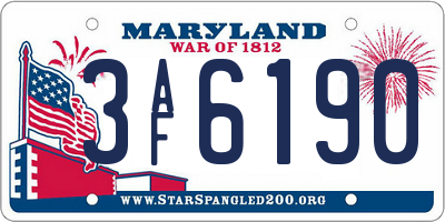 MD license plate 3AF6190