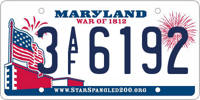 MD license plate 3AF6192