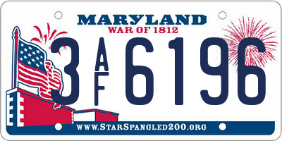 MD license plate 3AF6196
