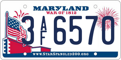 MD license plate 3AF6570