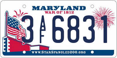 MD license plate 3AF6831