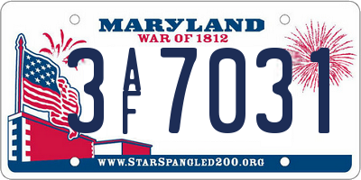 MD license plate 3AF7031