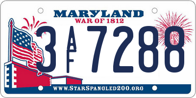 MD license plate 3AF7288