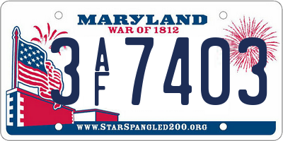 MD license plate 3AF7403