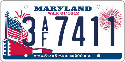 MD license plate 3AF7411