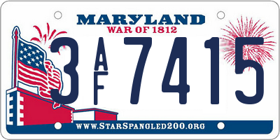 MD license plate 3AF7415
