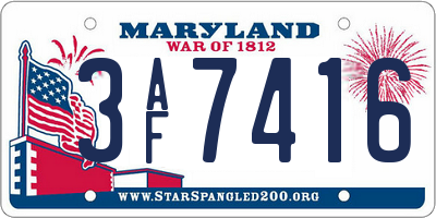 MD license plate 3AF7416