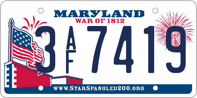 MD license plate 3AF7419