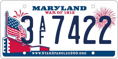 MD license plate 3AF7422