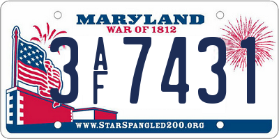 MD license plate 3AF7431