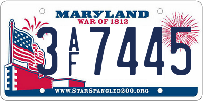 MD license plate 3AF7445