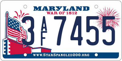 MD license plate 3AF7455