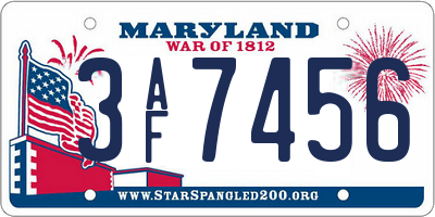 MD license plate 3AF7456